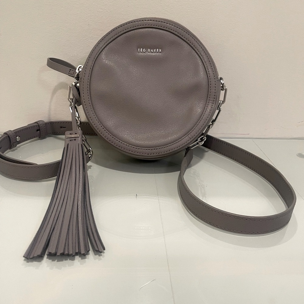Ted Baker Grey Errinn Leather Circle Round Crossbody Shoulder Bag